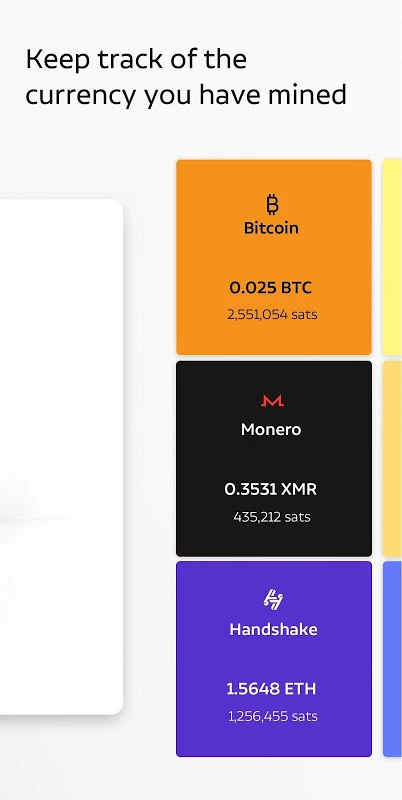 Coinmine mobile app screenshot 2 showing mining control and earnings tracking