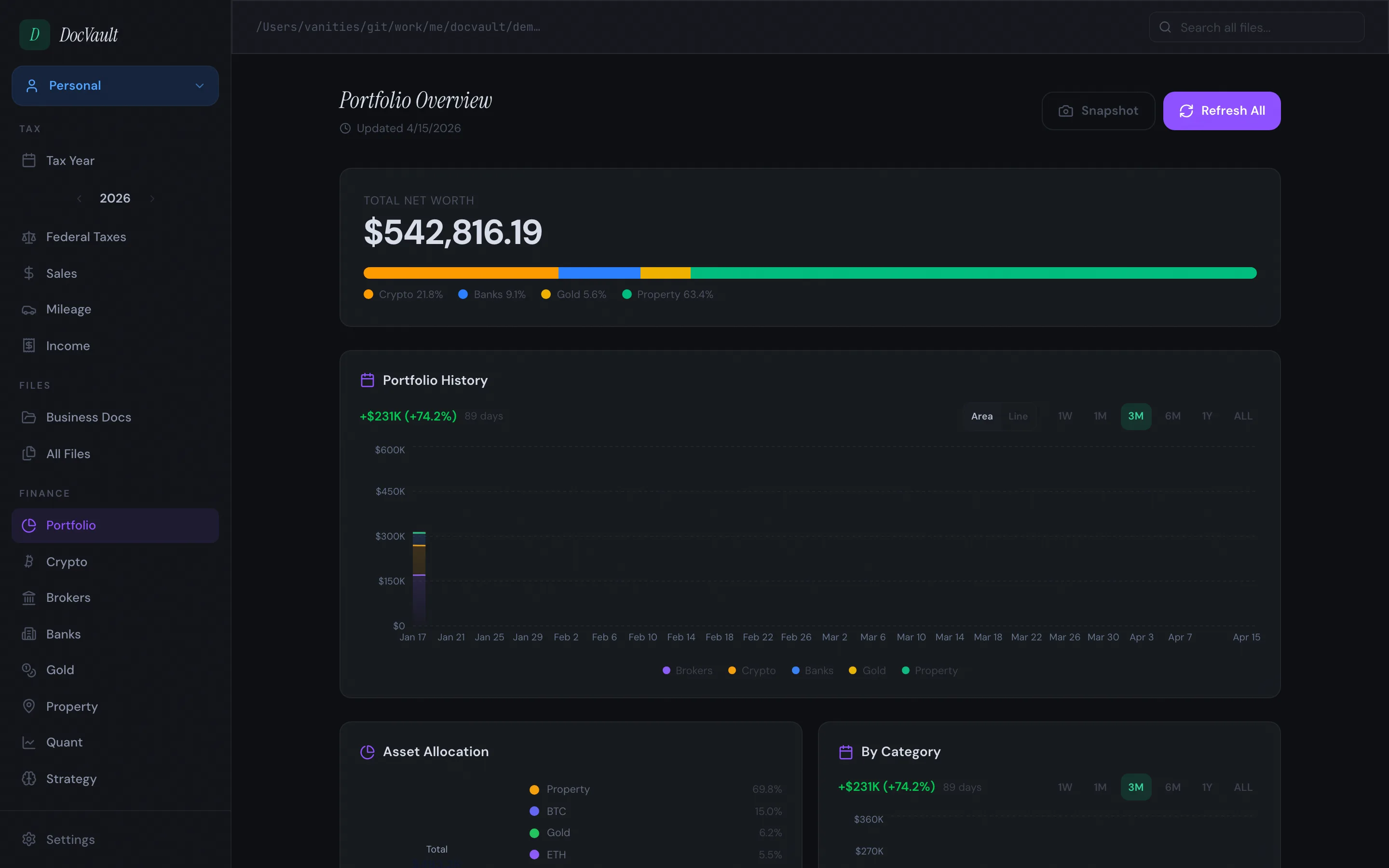 DocVault portfolio overview