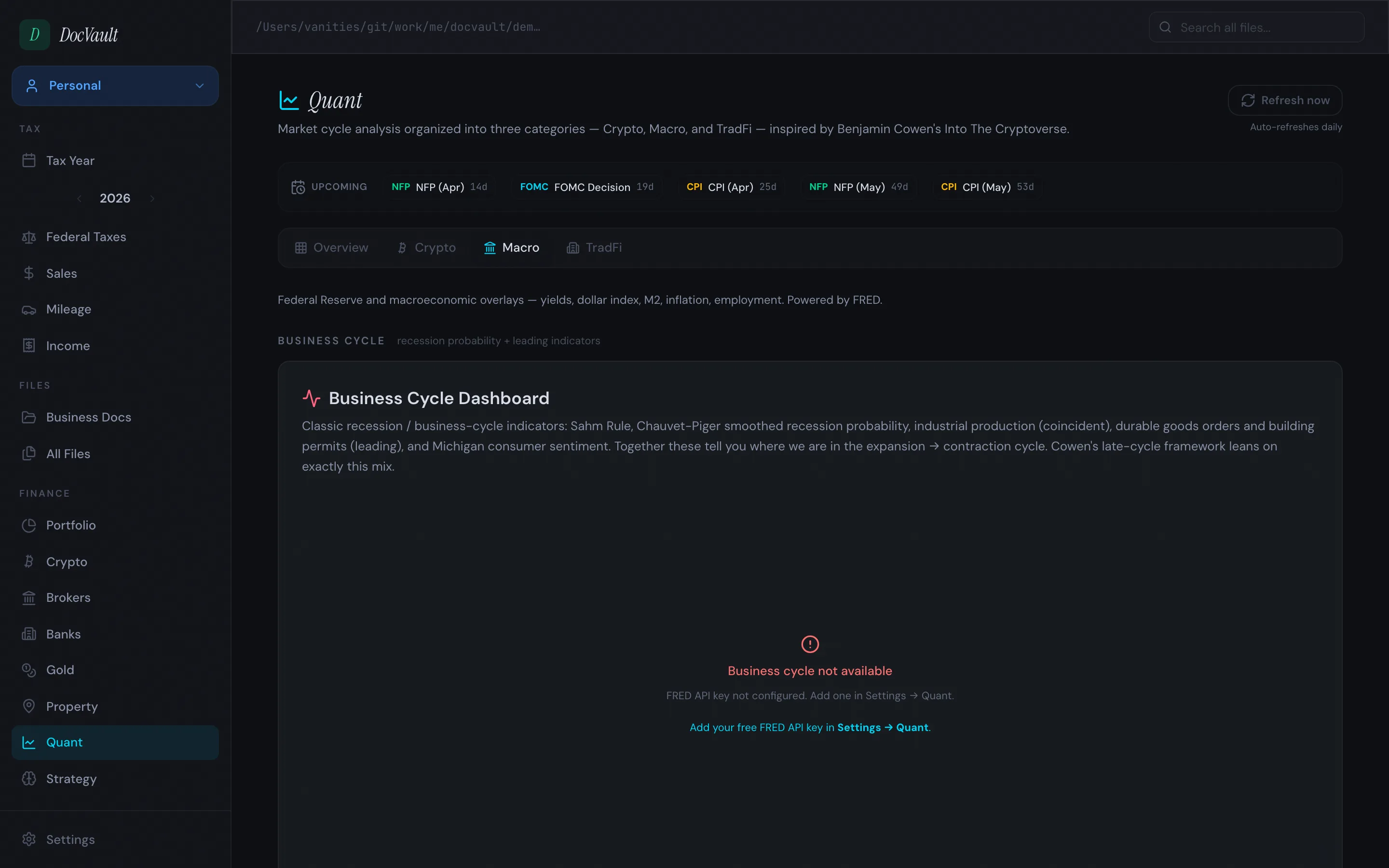 Macro quant dashboard