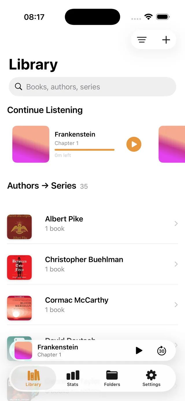 Library organized by author and series