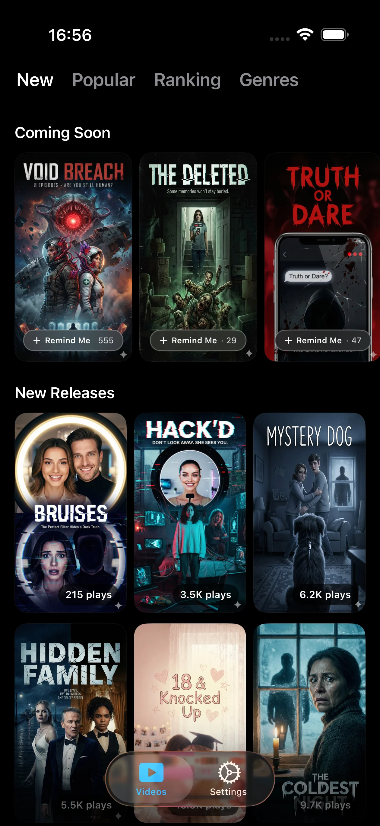 Pulse Reels — New releases and Coming Soon sections