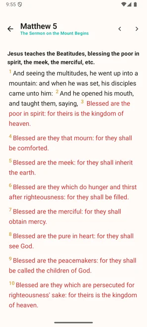 SwiftBible Android reading screen
