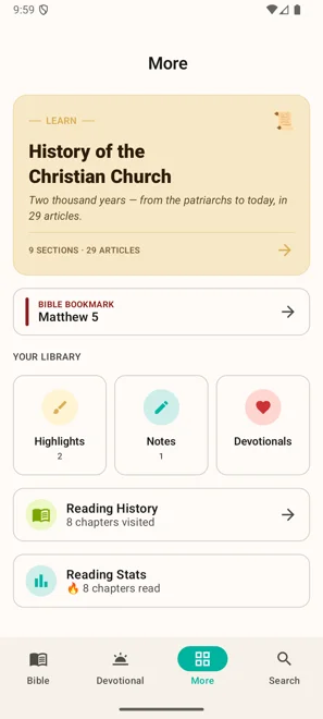 SwiftBible Android more screen