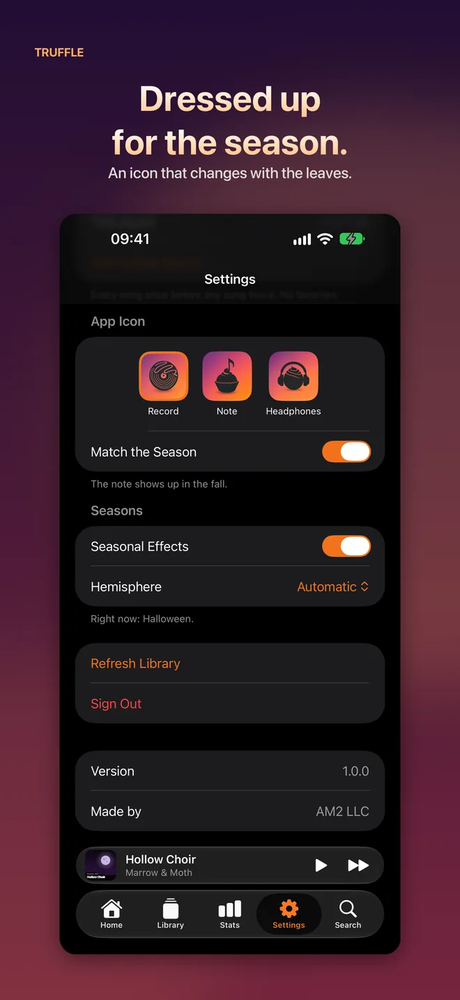 Settings: seasonal app icons and seasonal effects